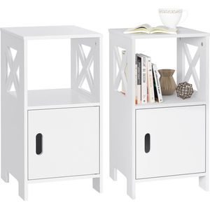 J&R Nachtkastje - Set van 2 - Bijzettafel - Moderne kastjes - Opbergkast voor Slaapkamer - Gangkastje - Smalle kastjes - 30X60X30cm - Wit