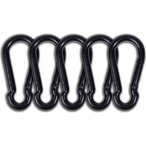 BCF-Products - Karabijnhaak - 8x80mm - 5 stuks - Zwart - Musketonhaak - Carabiner