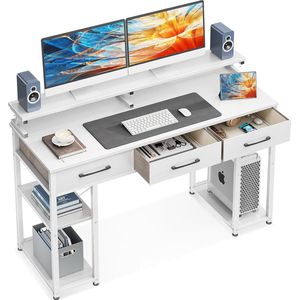 Bureau met 3 laden en plank 120 x 50 x 90 cm - Wit - Voor thuis- en kantoor gebruik