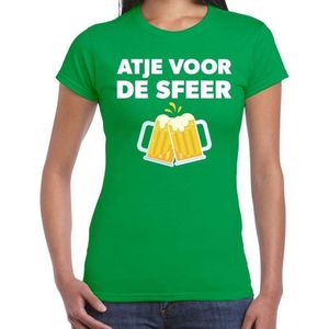 Atje voor de sfeer feest t-shirt groen voor dames - kroeg / feestje shirt maat XS