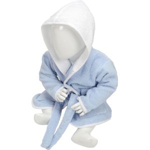 ARTG® Babiezz - Baby Badjas met Capuchon -  Lichtblauw - Wit  - Maat  98-110