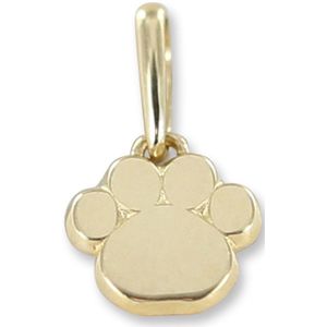 Silventi 9NBSAM-G220030 Gouden Hangertje - Dames - Hondenpoot Afdruk - 7,7 x 6,7 mm - 14 Karaat - Goud