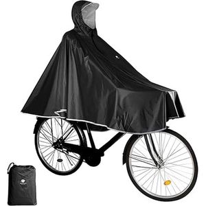 Waterdichte regenponcho met capuchon - Fietsponcho tijdens het fietsen - Regenjas voor volwassenen - Herbruikbaar - Lichtgewicht - Zwart