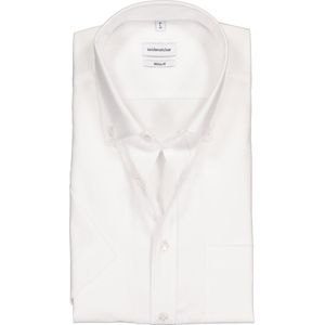 Seidensticker regular fit overhemd - korte mouw met button-down kraag - wit - Strijkvrij - Boordmaat: 45