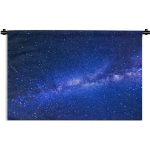 Wandkleed Melkweg - Melkweg bij een blauwe hemel Wandkleed katoen 90x60 cm - Wandtapijt met foto