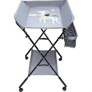Baby Verschoontafel - Commode Baby - Luiertafel - Verzorgingstafel - Opvouwbare Luier Station - Hoogte Verstelbaar - Grijs