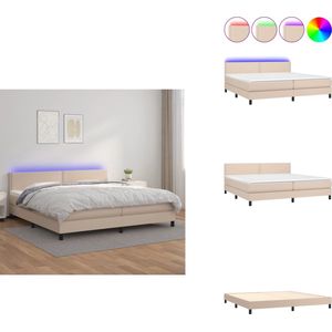 vidaXL Boxspring - Boxsprings - Bed - Slaapmeubel - Boxspring met matras en LED kunstleer cappuccinokleur 200x200cm