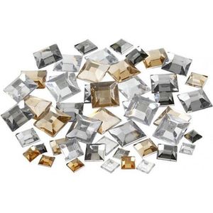 360x Vierkante plak strasssteentjes diamantjes zilver mix - Hobby artikelen