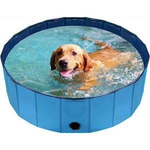Opvouwbaar Hondenzwembad Anti-Slip Kattenzwembad Zwembad voor Katten van PVC Peuterbad voor Honden Opvouwbaar Kinderbadje Badkuip voor Huisdieren (Blauw, 100 x 30 cm)