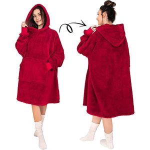 blanket sweatshirt / Unisex oversized draagbare deken hoodie voor vrouwen mannen / hoodie (L – XL, Bordeaux)