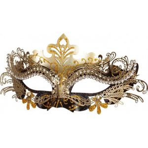 Venetiaans carnaval verkleed oogmasker zwart/goud voor volwassenen