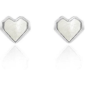 Pearl Hartje Stud Oorknopjes/Oorbellen - Zilverkleurig / Wit | 925 Zilver | Fashion Favorite