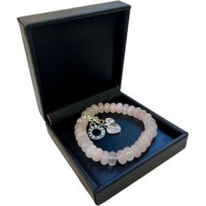Ruben Robijn - Ruby Mania, armband Roze kwarts, ronde kralen - Armband (sieraad) 19 cm