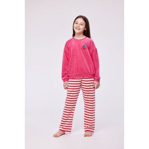Woody pyjama meisjes -roze - kalkoen - 232-10-PDV-V/388 - maat 104