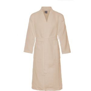 Sauna badjas wafel - biologisch katoen - beige unisex badjas - wafel kimono - Oeko-Tex - zand - kimono - wafel badjas dames - wafel badjas heren - maat 3XL