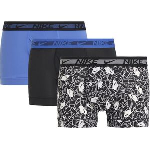 NIKE Dri-Fit U-Stretch Mi Bokser 3 Eenheden Heren - Stacked Logo Print / Comet Blue / Black - S