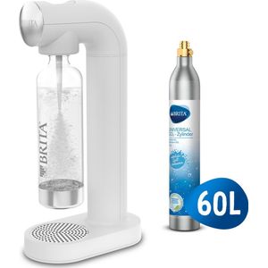 BRITA SodaONE Bruiswatertoestel met 1 CO2-cilinder en 1 Soda Stream fles - Bruiswater Maker - Wit