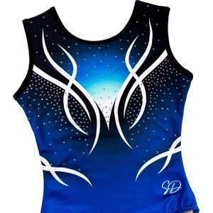 Sparkle&Dream Turnpakje Sue Blauw - Maat CSM 98/104 - Gympakje voor Turnen, Acro, Trampoline en Gymnastiek