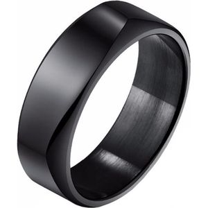 Zwarte Mendes heren ring gepolijst Staal-21mm
