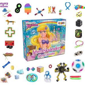 Cadeaubox Fidget XL Adventskalender 24 dagen - Adventkalender Mermaid - Herbruikbaar - Geschenkdoos - Ook Zelf te Vullen - Rainbow 24 stuks dagen cadeaus uitpakken - Feestdagen - Herbruikbaar - 2023/2024 - gevuld met Fidgets XL - Happy Trendz®