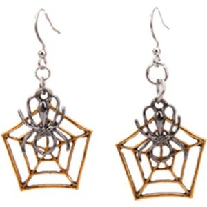 Plux Fashion Spinnenweb Oorbellen - Zilver - 4cm - Metaal - Heren - Dames - Sieraden - Zilveren Oorbellen - Oorhangers - Spiderweb Earrings - Sieraden Cadeau - Luxe Style - Duurzame Kwaliteit - Halloween - Oktoberfeest - Kerst