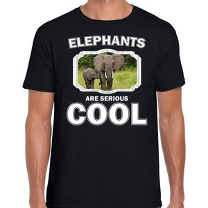 Dieren olifant met kalf t-shirt zwart heren - elephants are serious cool shirt - cadeau t-shirt olifant/ olifanten liefhebber XL