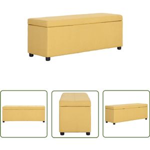 The Living Store Bankje met opbergvak 116 cm polyester geel - Opbergbank - Geel Bankje - Salontafel - Zitbankje - Opbergruimte