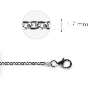 Jewels Inc. - Anker Ketting met Karabijnsluiting - 1.7mm Dik - Lengte 60cm - Gerhodineerd Zilver 925