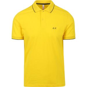 Sun68 - Poloshirt Small Stripe Collar Geel - Modern-fit - Heren Poloshirt Maat XXL
