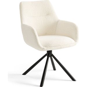 Furnihaus Draaibare - Eetkamerstoelen met armleuning set van 4 - Olivia - Creme Boucle