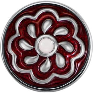 Quiges - Dames Click Button Drukknoop 18mm Bloem Margriet Rood - EBCM050