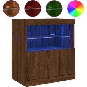 vidaXL Dressoir met LED, bruin eiken, 60x37x67 cm Modern Dressoir - Dressoirs - Buffetkast - Led Verlichting - Rgb Licht