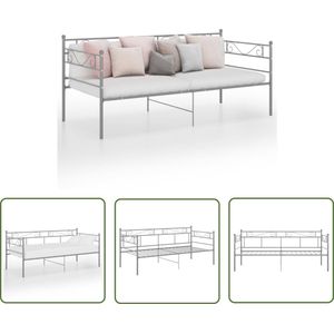 The Living Store Bedbank Lyon - Slaapbank - Grijs - 206.5 x 95 x 89.5 cm - Metalen constructie