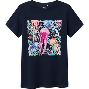 Name it t-shirt meisjes - donkerblauw - NKFhilde - maat 134/140