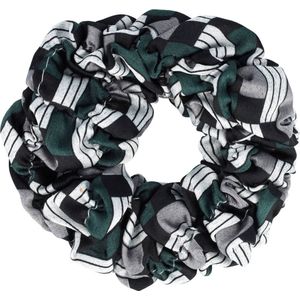 Scrunchie Haarelastiek Haar Krinkel Elastiek Retro Blokken Fantasie Print Zwart Grijs Groen