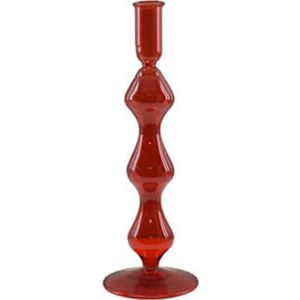 Kandelaars en kaarsenhouders - glazen kandelaar - kleurrijke kandelaar - rood - by Mooss - Hoog 27cm