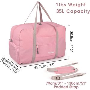 Sporttas met natte zak en schoenenvak, reisplunjezak voor dames en heren, lichtgewicht, A1-roze, 35L