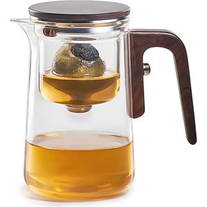 Glazen Theepot met Infuser en Schuifschakelaar - Perfect voor Losse en Bloeiende Thee