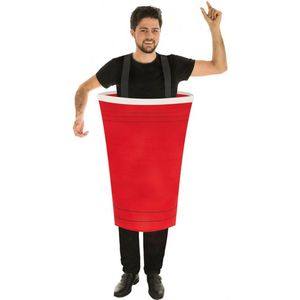 Chaks Bier pong kostuum - rood - voor volwassenen - one size - Carnaval verkleedkleding