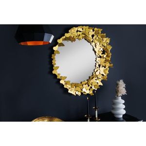 Decoratieve wandspiegel BUTTERFLY 80cm goud metalen ronde handgemaakte vlinderlijst - 42780