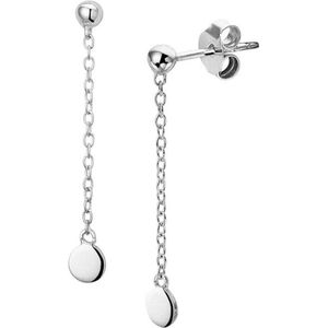 The Fashion Jewelry Collection Oorhangers Rondjes - Zilver Gerhodineerd