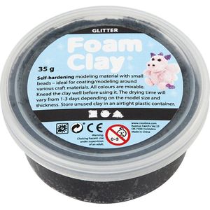 Foam Clay®, zwart, glitter, 35gr