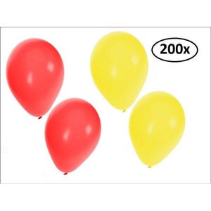 Ballonnen helium 200x rood en geel - ballon helium lucht festival carnaval feest verjaardag
