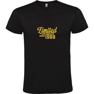Zwart T-Shirt met “Limited sinds 1988 “ Afbeelding Goud Size XS