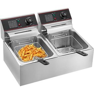 Novoz Dubbele Friteuse - Dubbele Frituurpan - Frituurpan Dubbel - 2 x 6 Liter