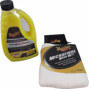 Meguiars G17748 Ultimate Wash & Wax Autoshampoo 1400ML en Meguiars Super thick microfiber Wash Mitt