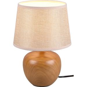 LED Tafellamp - Tafelverlichting - Torna Lunola - E14 Fitting - Rond - Mat Bruin - Keramiek