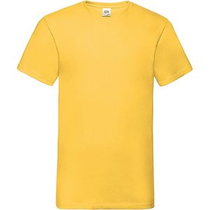 Fruit Of The Loom - 5 Stuks Valueweight T-Shirts V-Hals - Geel - L