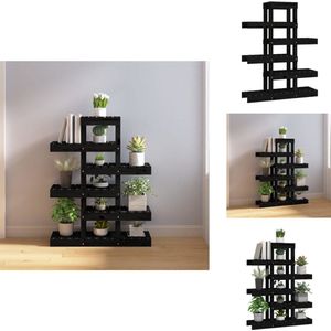 vidaXL Plantenstandaard - Plantenstandaards - Plantenbak - Houten Plantenstandaard - Plantenstandaard 85x25x109,5 cm massief grenenhout zwart