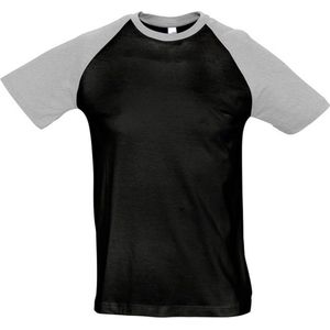 SOLS Heren Funky Contrast T-Shirt met korte mouwen (Zwart/Grijze Marl)